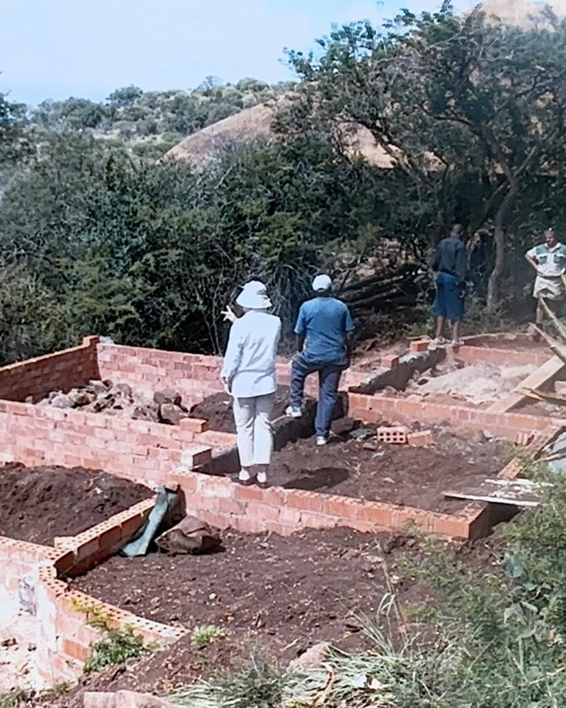 Old photo of Elephant Rock Lodge during construction – the foundation of a luxury safari lodge