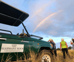 Game drive safari vehicle at Elephant Rock Lodge, Nambiti Private Game Reserve, KZN
