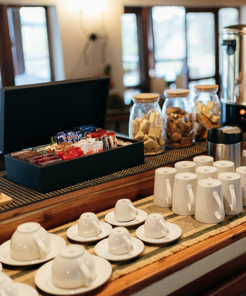 tea and coffee station in the main lodge at Elephant Lodge, KZN